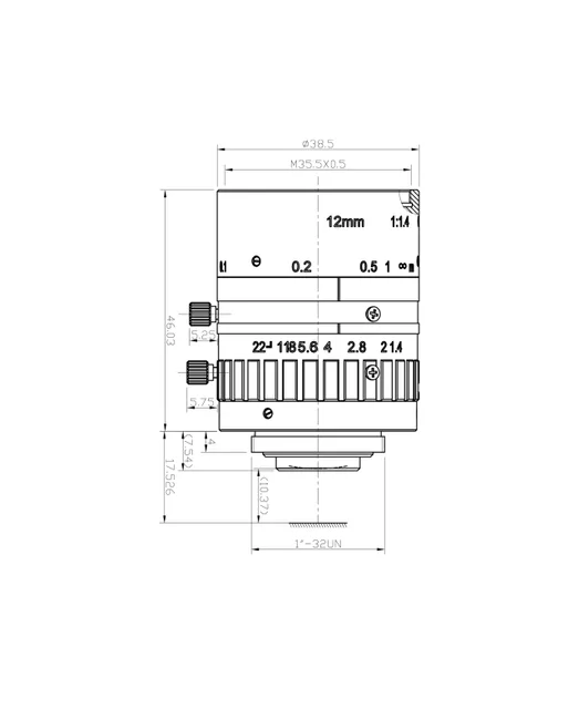 SAM-FA12F14-C23-5M mechanical drawing