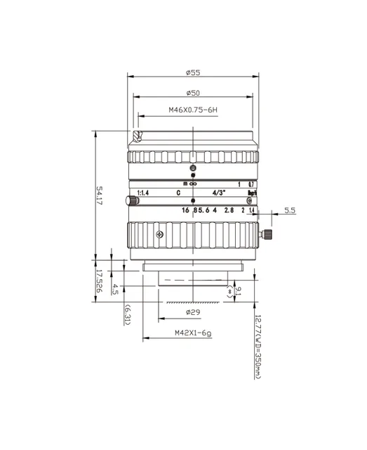 SAM-SWIR35-F14-C43 mechanical drawing