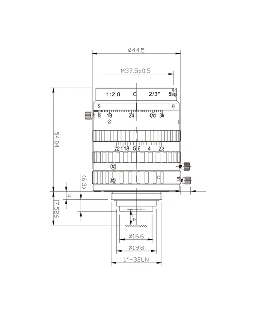 SAM-ZM12-36-C23-150LP mechanical drawing